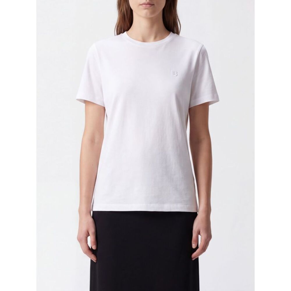 Balmain Women Cotton Crewneck T-Shirt Balmain With A Tone-On-Tone Embossed Logo